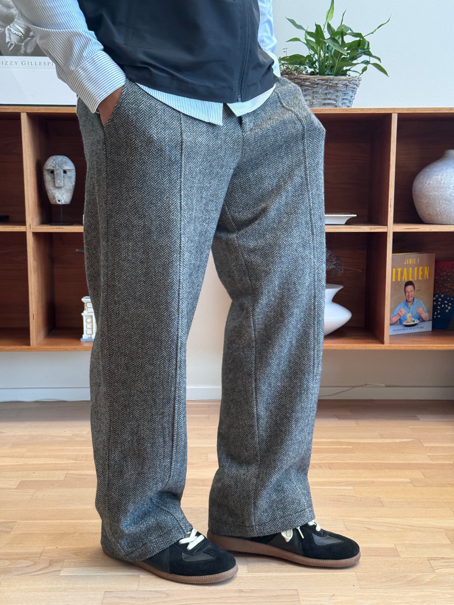 HERRINGBONE WOOL TROUSERS