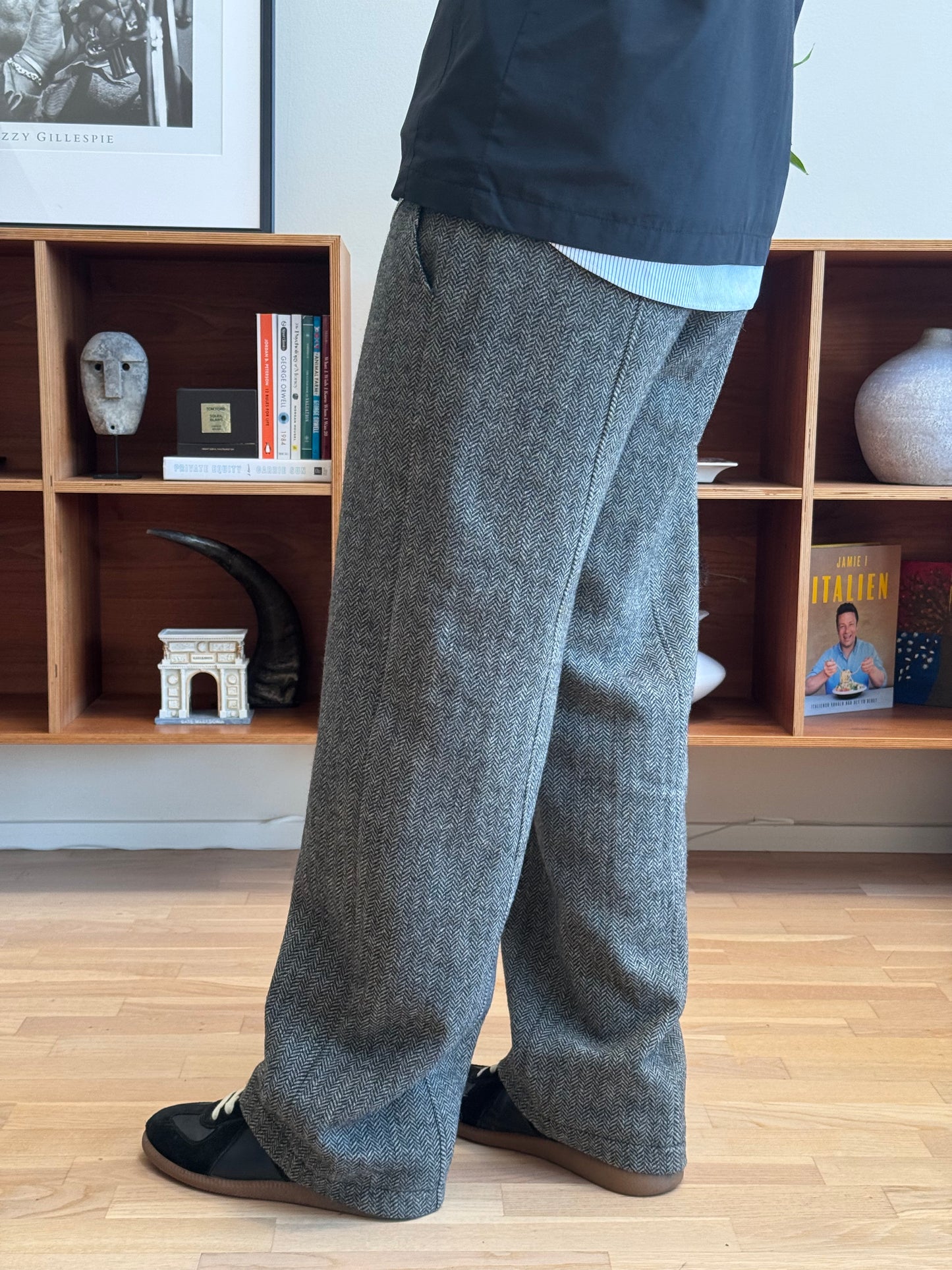 HERRINGBONE WOOL TROUSERS