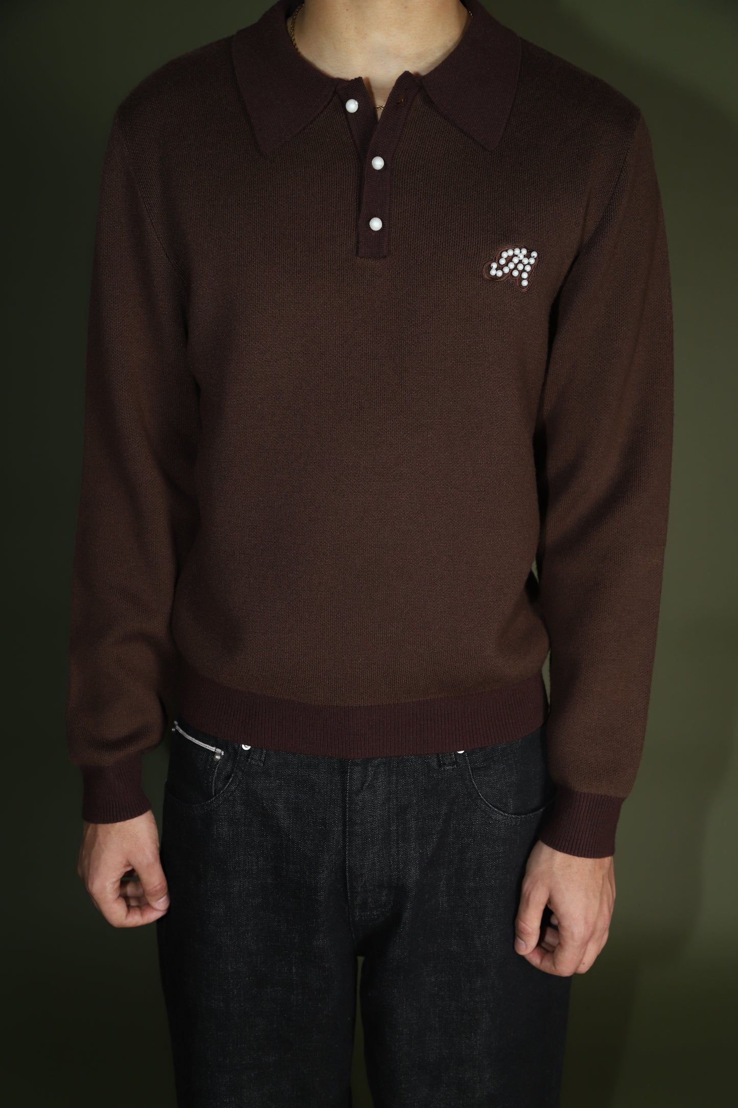 MERINO POLO in mocha