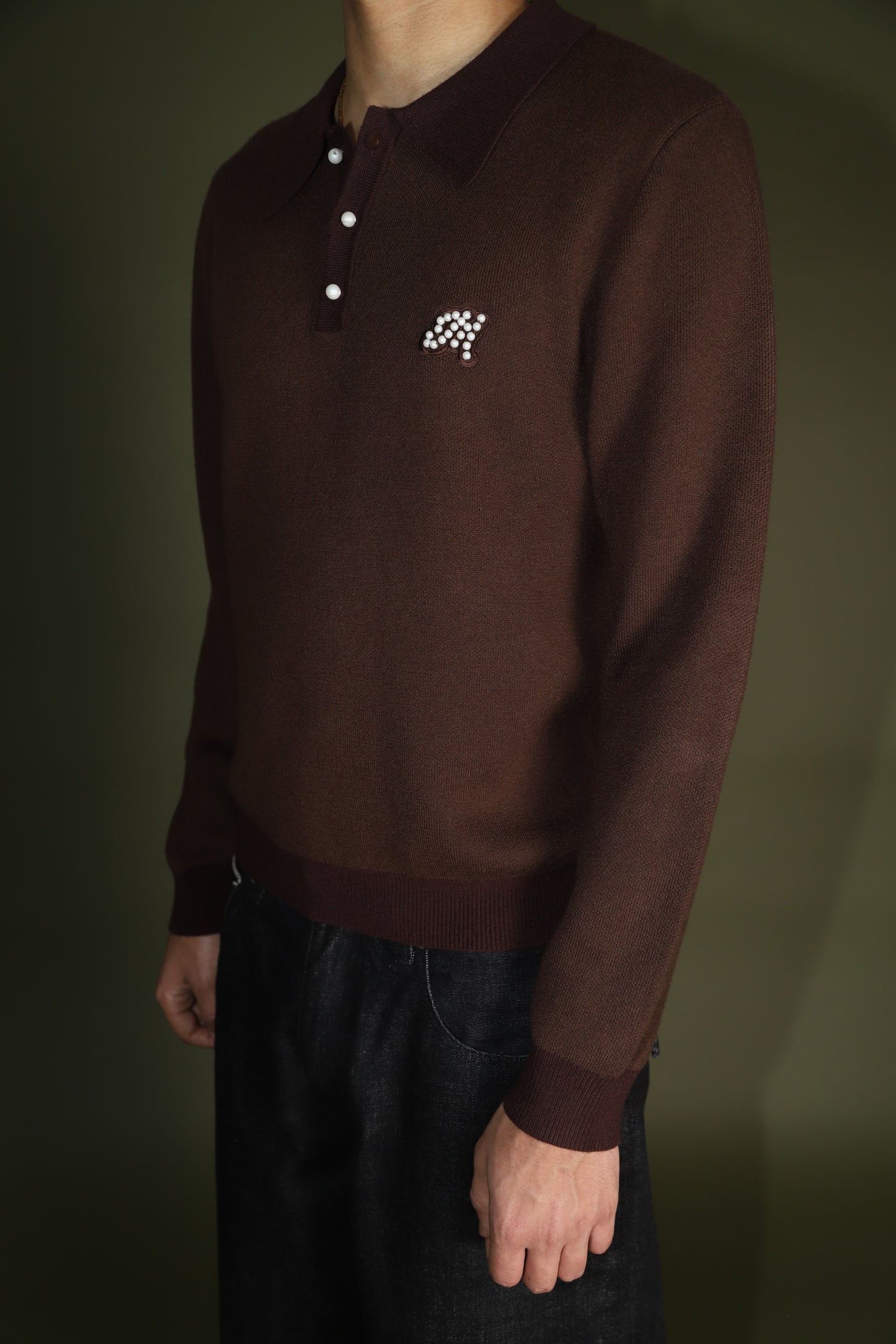 MERINO POLO in mocha
