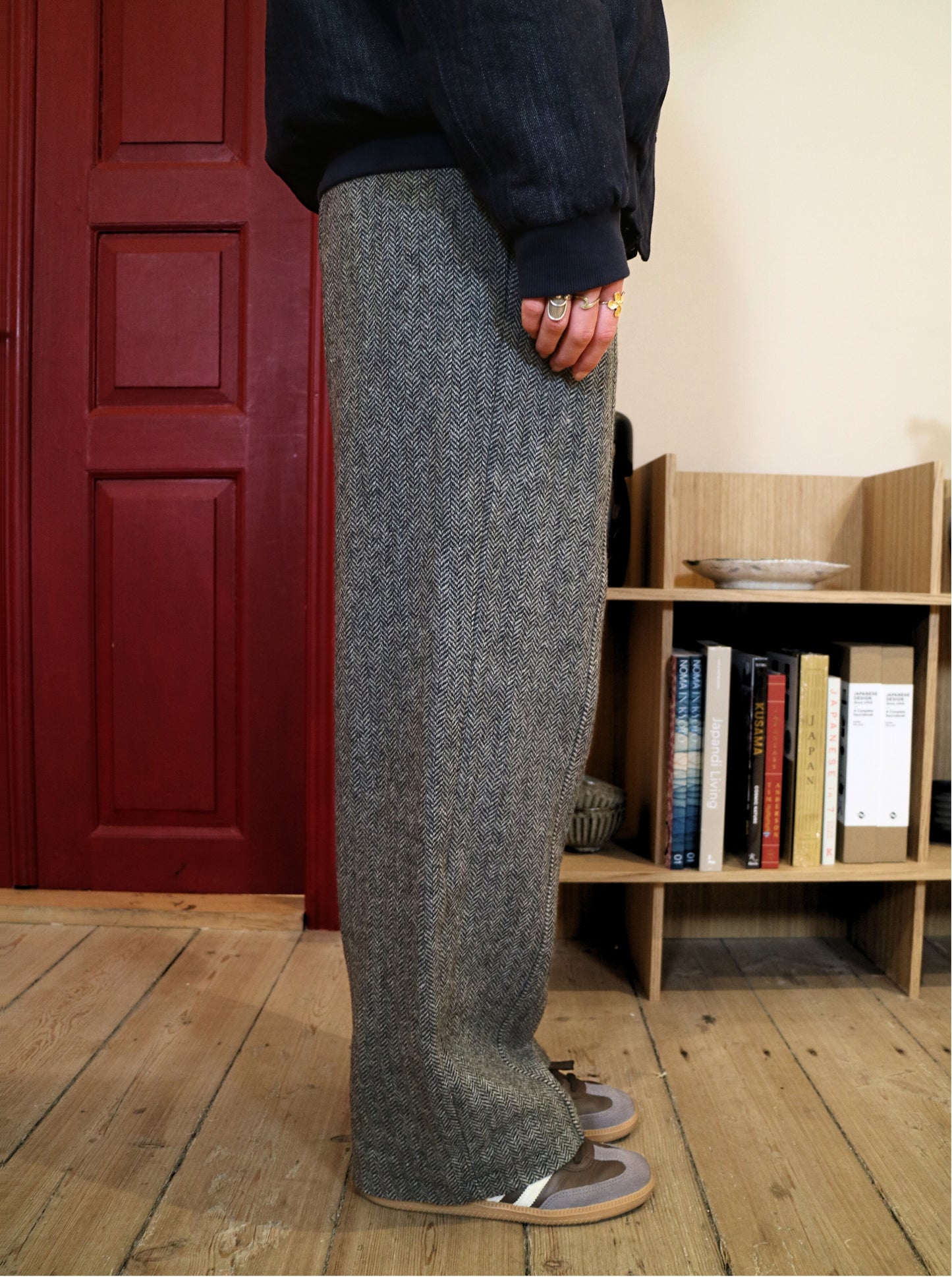 HERRINGBONE WOOL TROUSERS