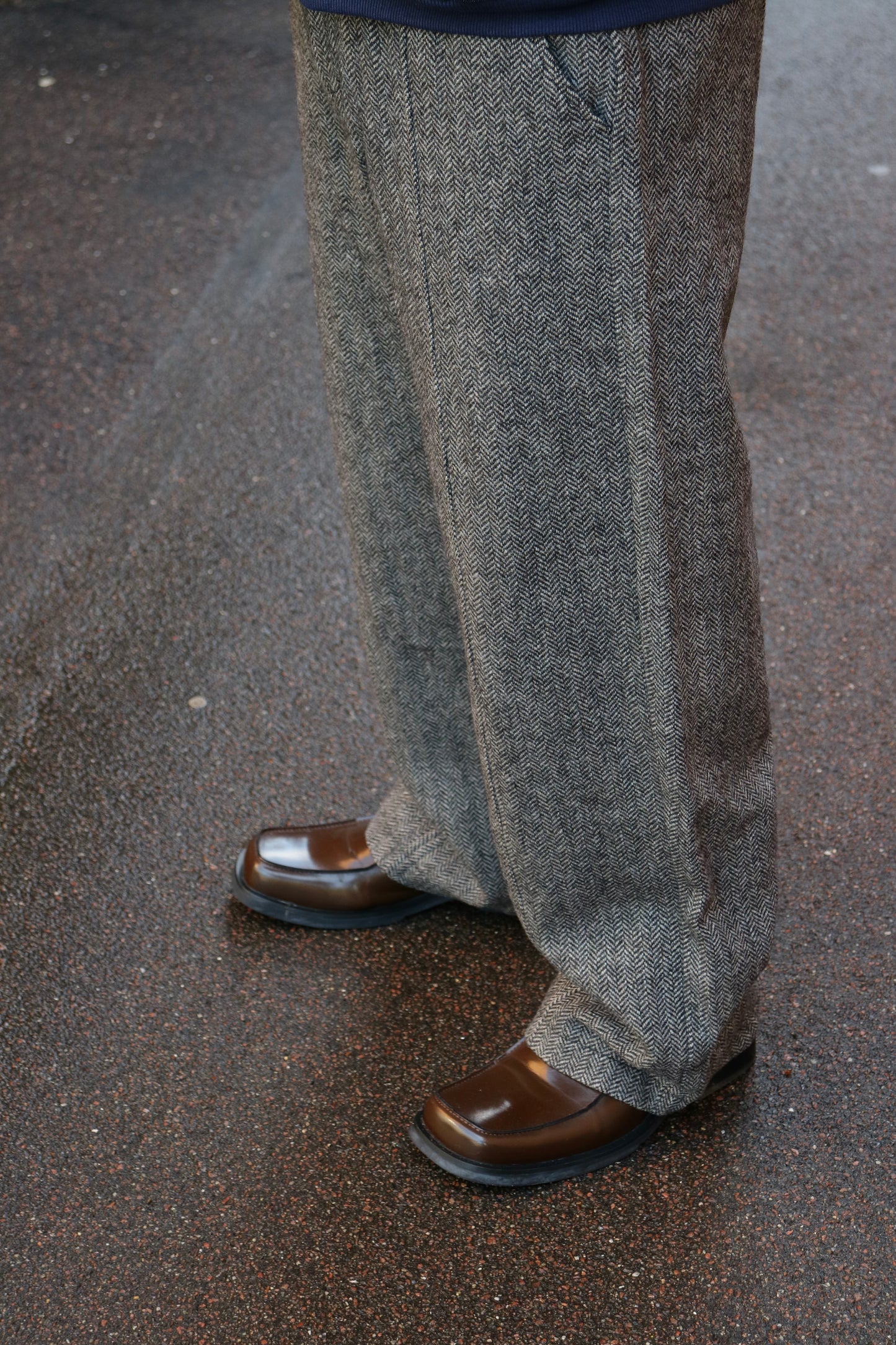 HERRINGBONE WOOL TROUSERS