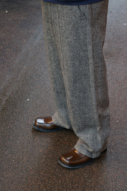 HERRINGBONE WOOL TROUSERS